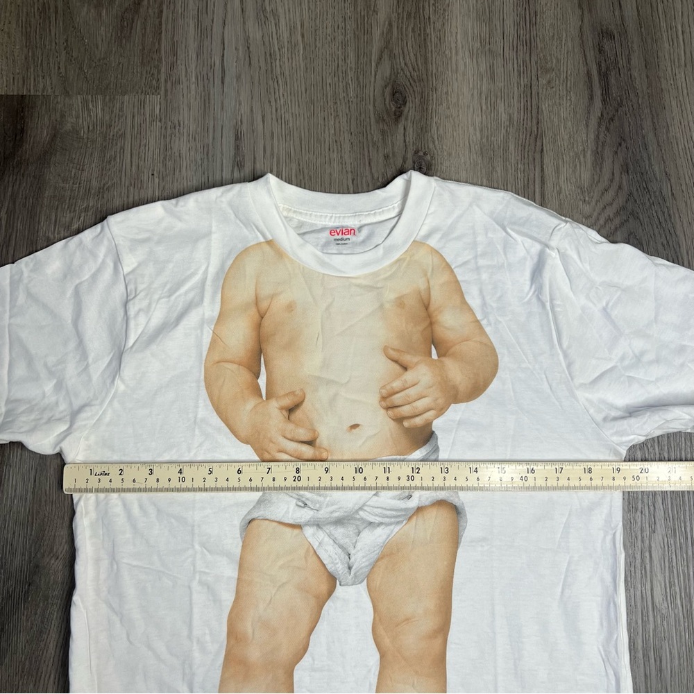 Nwot Evian Water Live Young Baby In Diaper T-Shirt Adult Medium Promotional View 5